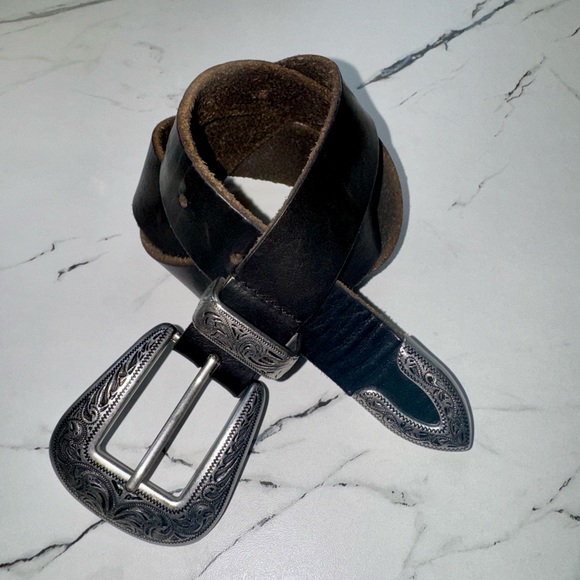 Urban Outfitters Ecote Metal-Tipped Western Leather Belt Black Size Medium - Picture 2 of 7